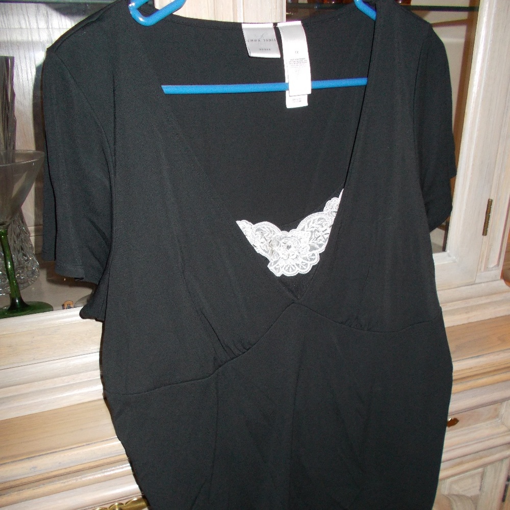 Black Blouse with Lace and Beads
